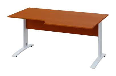 CRK 28 - 184 stůl kancelářský, rohový, pravý, kovová podnož bílá, deska 25 mm, široký 1800 mm, třeše